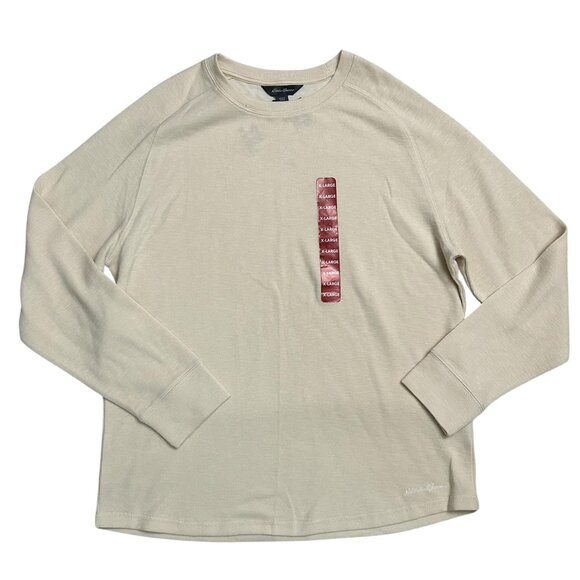 Eddie Bauer Men's Size XL Double Knit Crew Neck Sweatshirt Cream Cotton Blend - Picture 1 of 8